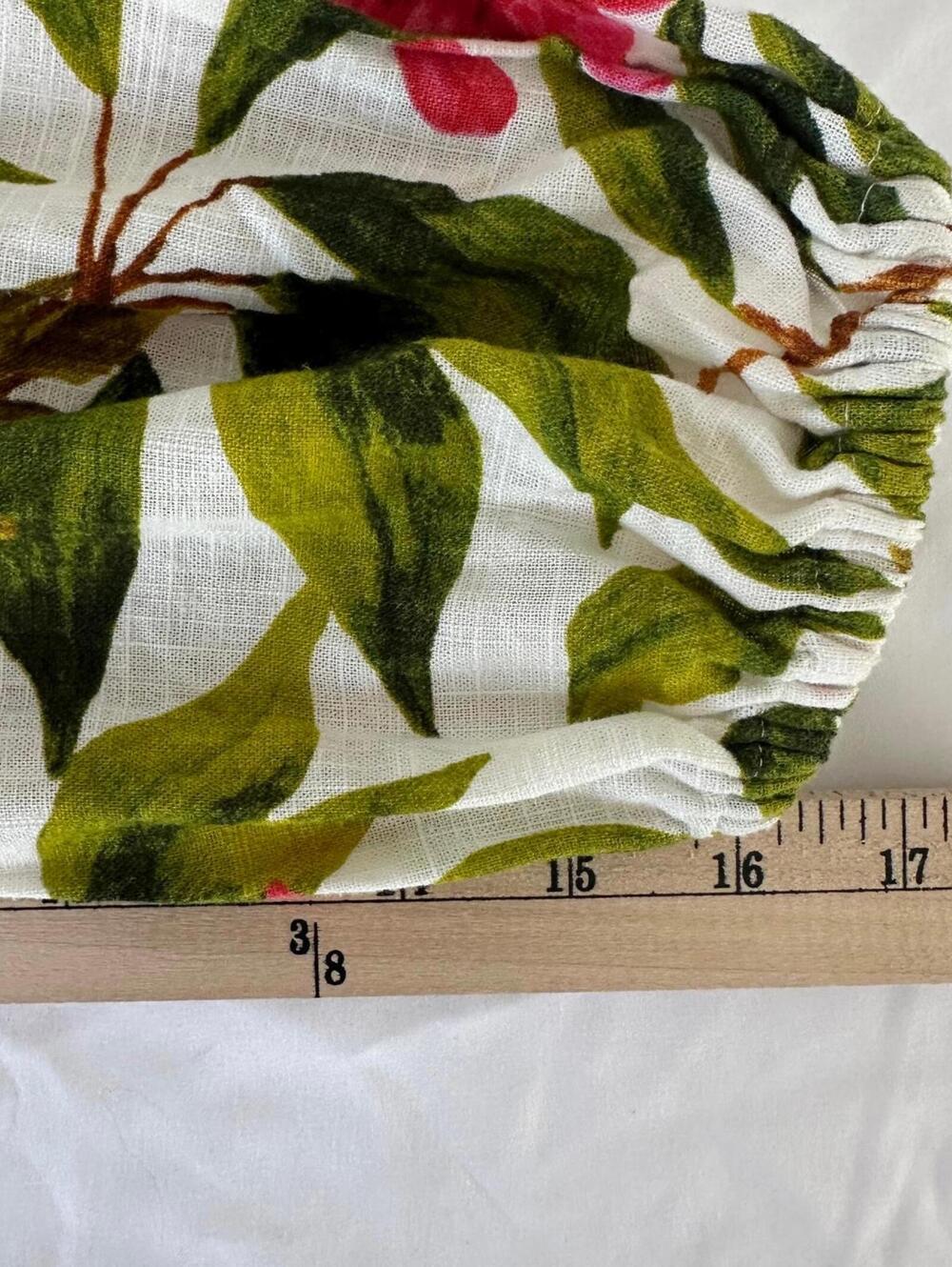 ZARA Floral Linen Blend Blouse Wood Button-up Collar Tropical Design - Large - Picture 6 of 7